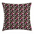 thumbnail image 1 of Floral Throw Pillow Cushion Cover, Spring Composition with Petals Leaves and Stalks on Dark Toned Backdrop, Decorative Square Accent Pillow Case, 18" X 18", Pink Pale Pink Green, by Ambesonne, 1 of 2