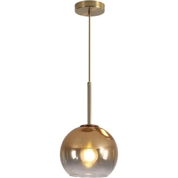 KCO Éclairage Suspensions Modernes en Verre Grandes Suspensions Globe Doré Suspension Milieu du Siècle Suspension Simple Luminaire pour Îlot de Cuisine Salle à Manger