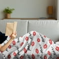 thumbnail image 3 of Kiss Soft Flannel Fleece Throw Blanket, Red Woman Lips Kiss Marks Pattern Romance Feminine Graphic Valentines Day, Cozy Plush for Indoor and Outdoor Use, 50" x 70", Vermilion White, by Ambesonne, 3 of 5