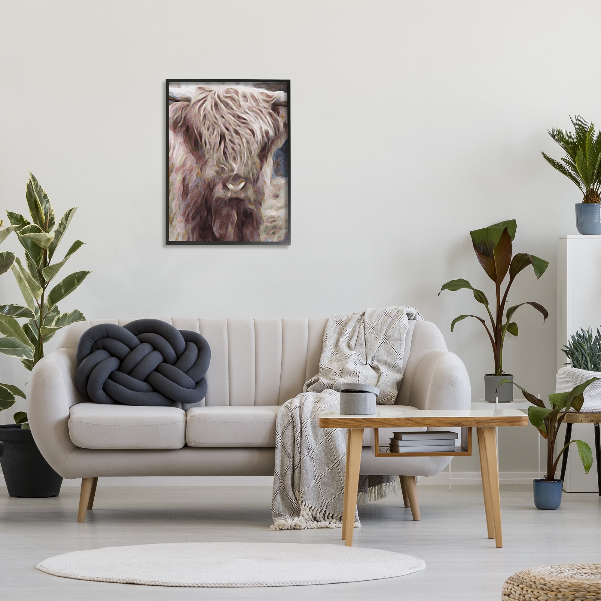 Stupell Industries Cattle Abstract Portrait Animals & Insects Painting Black Framed Art Print Wall Art, 24 x 30