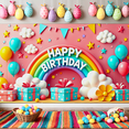thumbnail image 6 of Colorful Cloud Star Balloon Rainbow Happy Birthday Banner Party Decoration Backdrop for Birthday Party Celebrations Photography Props Kids Parties, 6 of 8