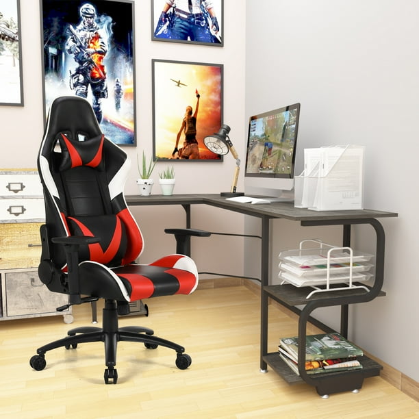 Ergonomic Gaming Chair And L Shaped Computer Corner Desk Combo Home Office Excutive Com Ergonomic Gaming Chair And L Shaped, Gaming Desk Chair Combo