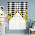 thumbnail image 6 of Sunflower Kitchen Window Curtains, Swag Curtains Valance for Bedroom Living Room Bathroom, Black White Check Country Yellow Floral Rod Pocket Window Treatment Curtain Block Drapes 2 Panels 36"x63", 6 of 9