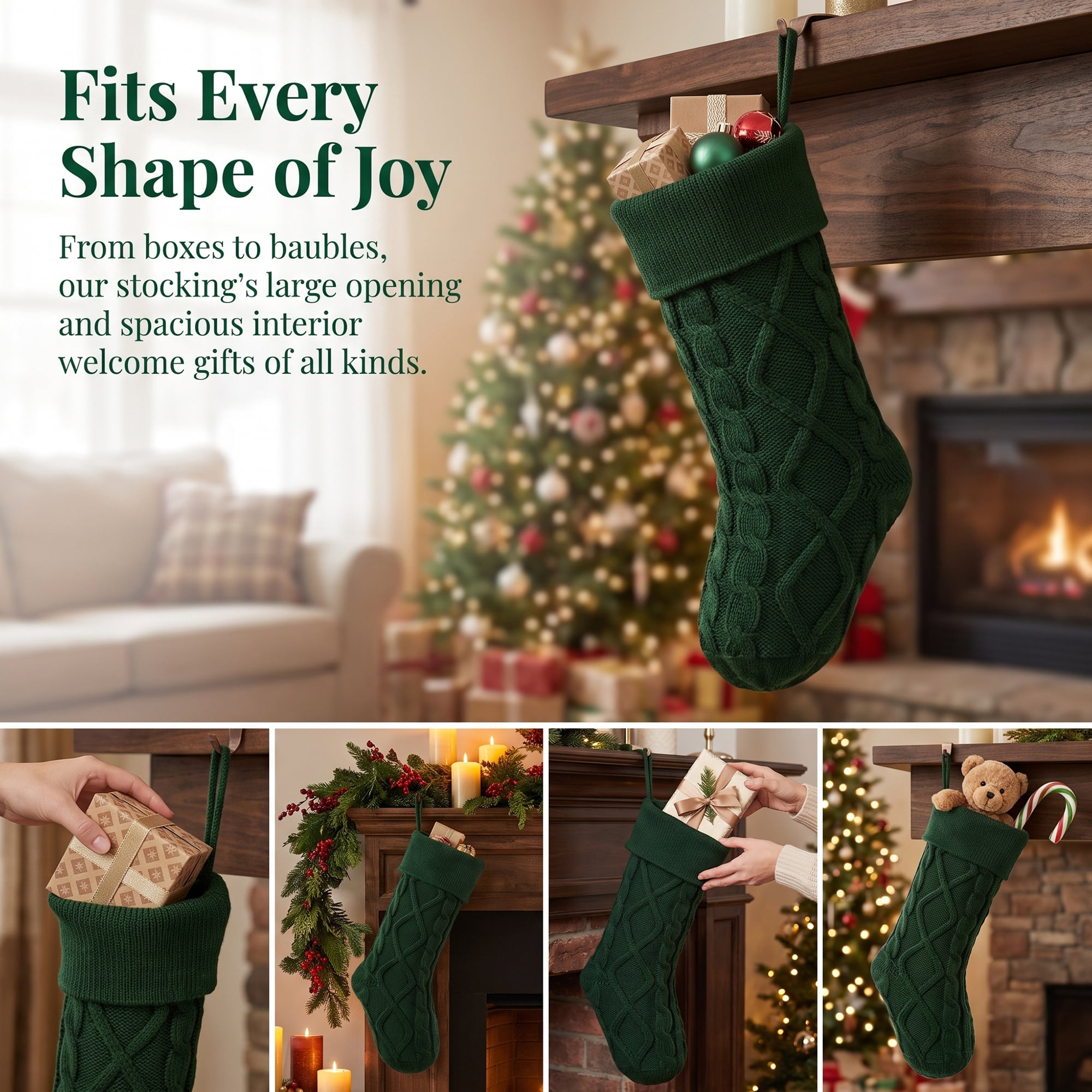 Unique Bargains Luxurious Velvet Bowknot Christmas Stocking Green 18"