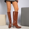 thumbnail image 2 of Taqqpue Women's Boots, Women's Fashionable Casual Mid-Calf Boots Solid Color Pointed Toe On Heel Boots for Women, 2 of 9