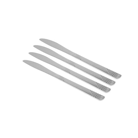 Mainstays 4-Piece Swirl Stainless Steel Dinner Knife Set, Silver Tableware