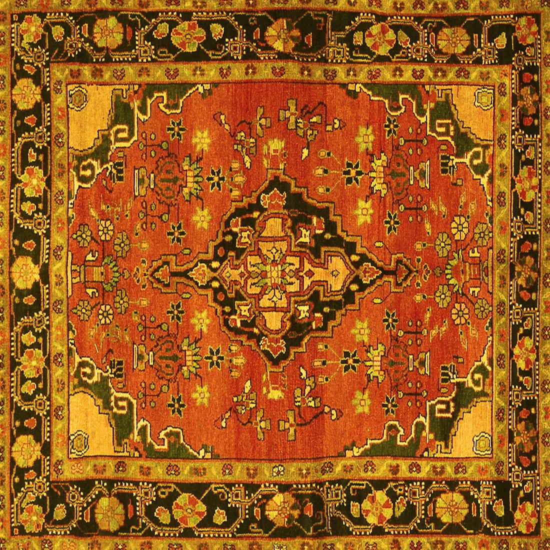 Ahgly Company Indoor Square Persian Yellow Traditional Area Rugs, 7 ...
