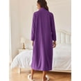 thumbnail image 2 of Ekouaer Women Zipper Robe Long Sleeves House Coat Soft Bathrobe Sleepwear with Pockets Housecoat Loungewear, 2 of 5