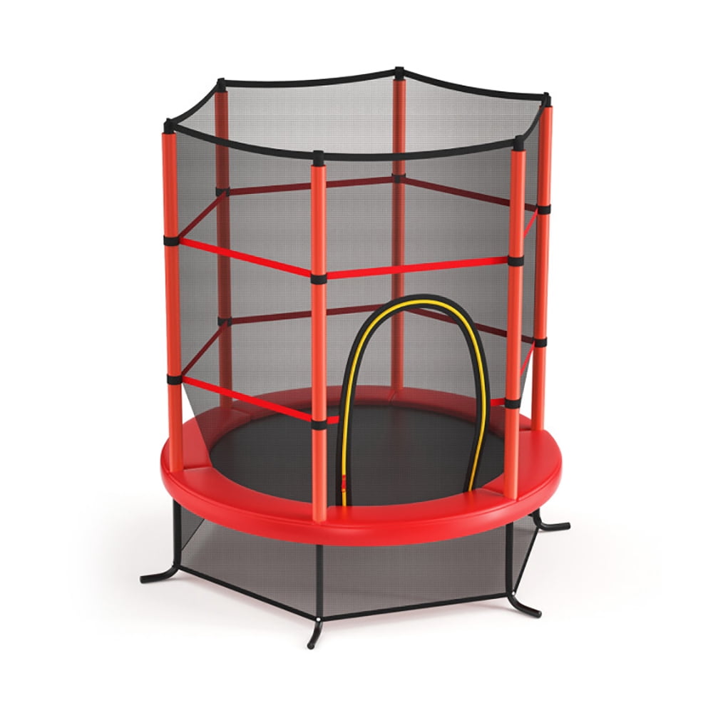 Barara King Backyard Trampoline, Trampoline,55 Inch Kids Recreational Trampoline Bouncing Jumping Mat with Enclosure Net-Red