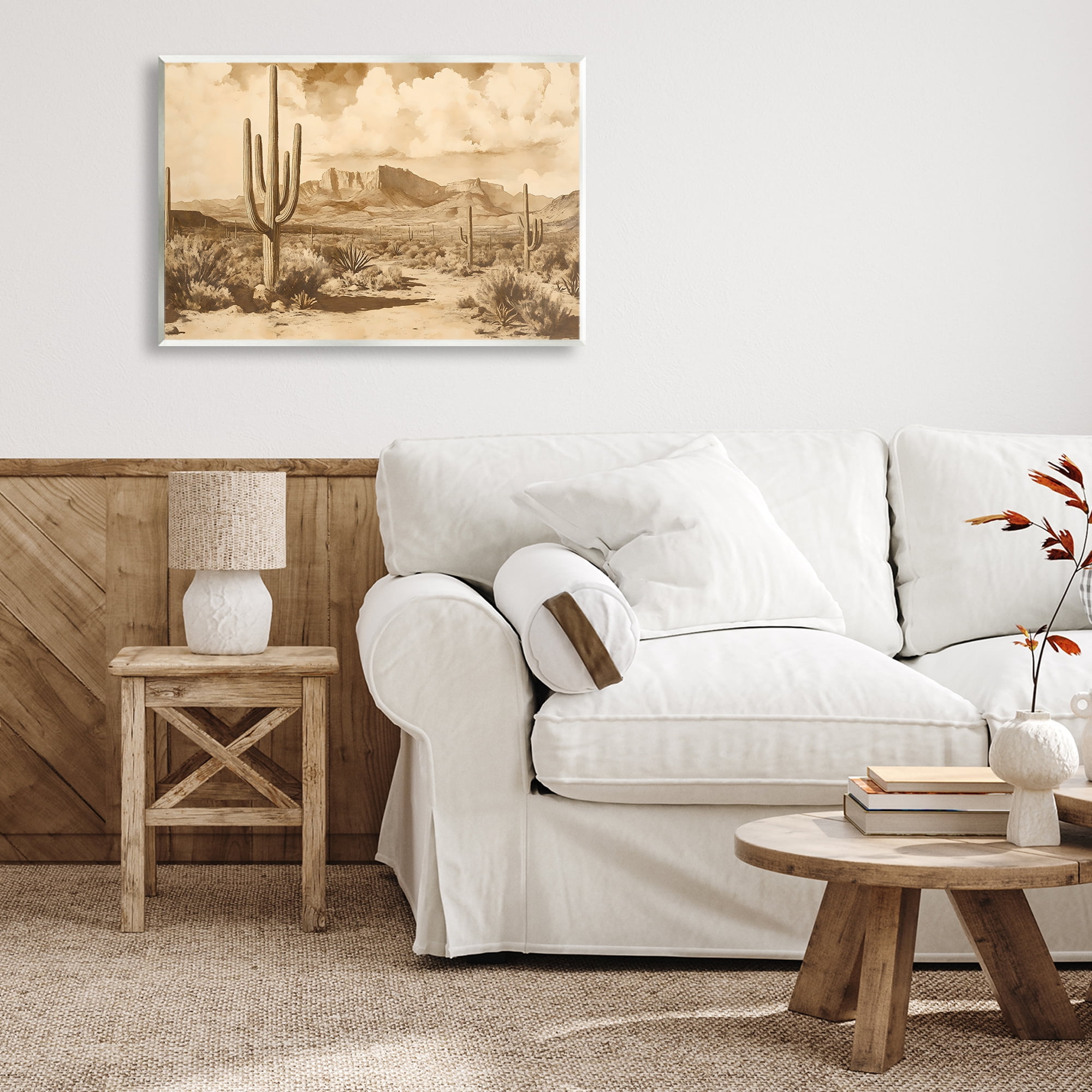 Stupell Industries Vintage Desert Peaks with Saguaro Wall Plaque Art, design by Franklyn Gregory