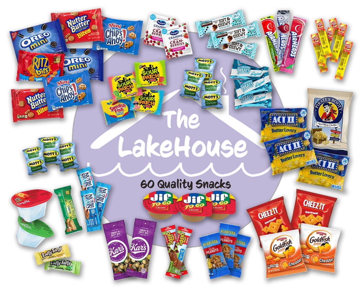 60 Count Salty Sweet Snack Box - Snacks Variety Pack for Adults - College Care Package Gift Basket - Snack Packs