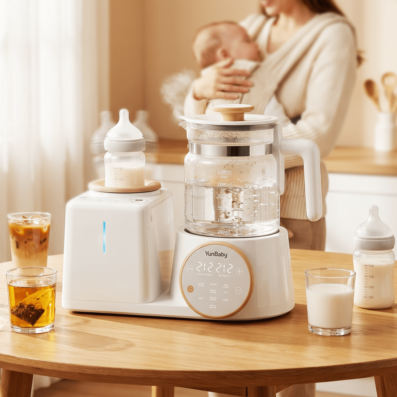 YunBaby Baby Bottle Warmer & Automatic Bottle Shaker with Electric Kettle, Fast Water Heating with Temperature Control for Formula & Breastmilk