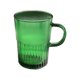 thumbnail image 1 of Taza de vidrio verde con asa, 16 oz, diseño de rayas verticales, 1 of 6