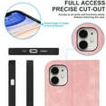 thumbnail image 5 of Allytech Magnetic Flip Folio Case for Apple iPhone 11 6.1 inch,Plain Leather RFID Blocking Card Slots Wallet Kickstand Phone Cover,Pink, 5 of 10