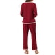 thumbnail image 3 of Conjunto de pijama para mujer INSPIRE CHIC, camiseta de manga larga y pantalones largos con bolsillo, ropa de descanso de 2 piezas, 2XL color rojo vino, 3 of 6