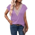 thumbnail image 4 of Fantaslook Lace Womens Blouses Cap Sleeve V Neck T Shirts for Women Summer Casual Tops, 4 of 9