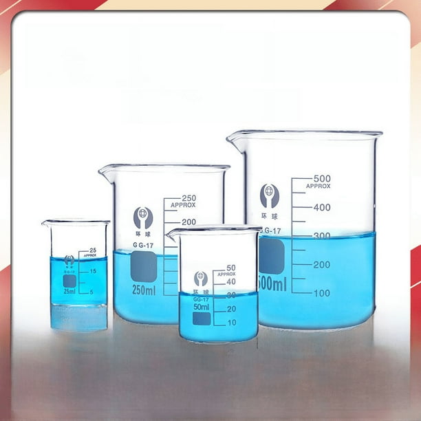Adecuado para vaso de precipitados de vidrio de 25 ml, 50 ml, 100 ml, 250 ml y 500 ml, vaso medidor de vidrio, vaso para experimentos químicos