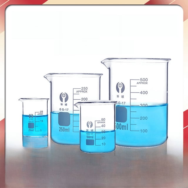 Adecuado para vaso de precipitados de vidrio de 25 ml, 50 ml, 100 ml, 250 ml y 500 ml, vaso medidor de vidrio, vaso para experimentos químicos