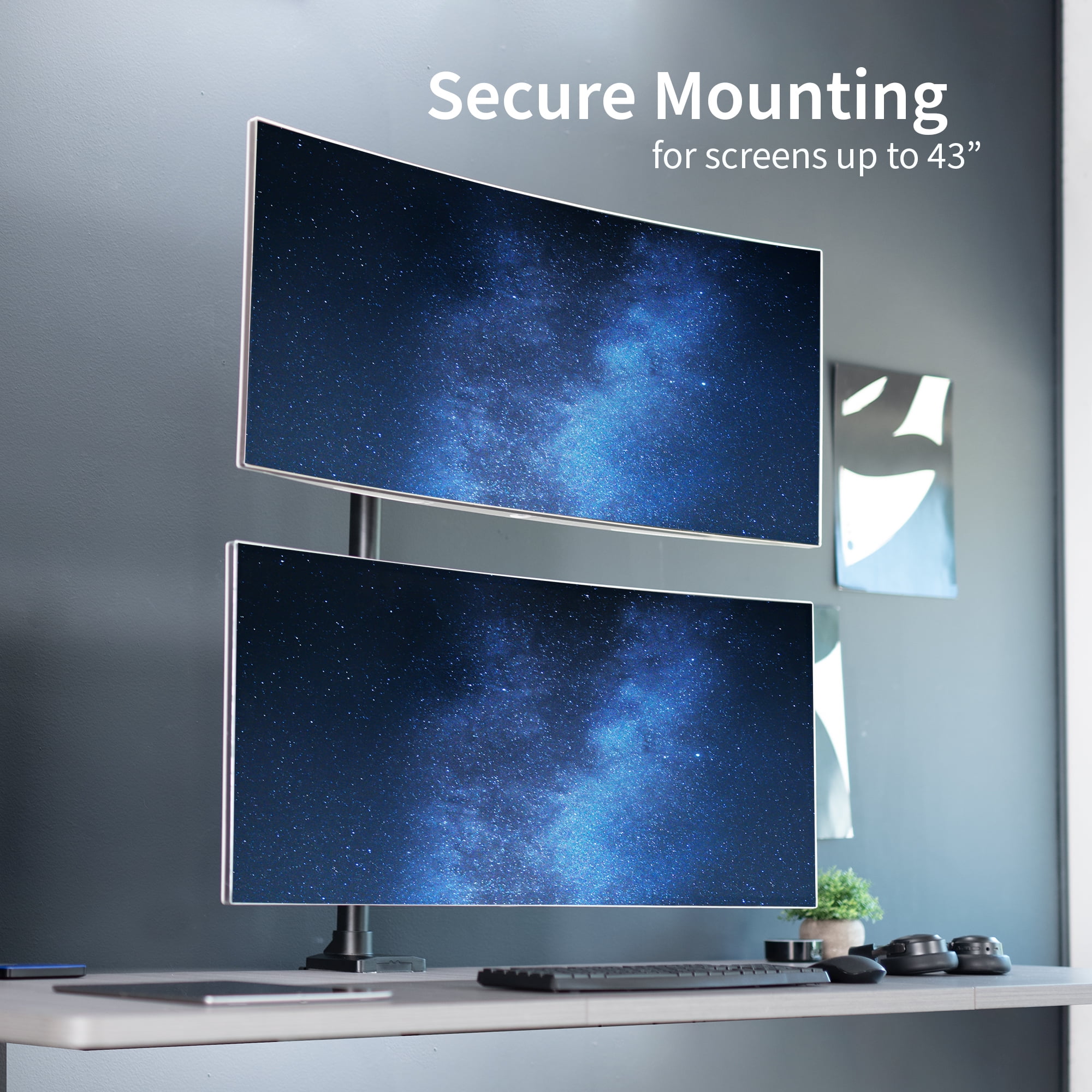 VIVO Ultra Wide Dual Monitor Mount, Tall Stand, Fits up to 43" Computer Screens