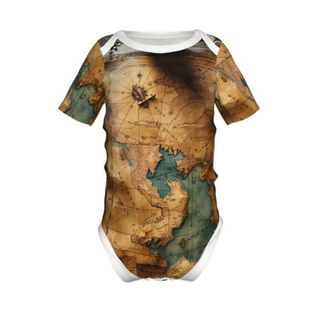 

Junzan Antique Map Adventure Scene Print Short-Sleeve Baby Climbing Clothes Bodysuits for Infant One-Piece for Baby Boys & Girls Baby Clothes Baby Romper with Snap Closure-9M