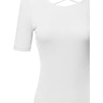 thumbnail image 3 of FashionOutfit Women's Solid Soft Stretch Short Sleeve Cross Strap Back T-shirt Top, 3 of 3