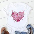 thumbnail image 2 of JINMGG Womens Tops under $5 Valentine's Day Love Heart Floral Soft Printed Short Sleeves Shirts Top Blouses Pink L, 2 of 2