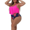thumbnail image 2 of Agnes Orinda Plus Size Bikini Swimsuit for  Women Floral Print High Waist Ruched 2 Piece Bathing Suit Set, 2 of 6