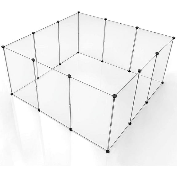 Pet Dog Playpen Clear Acrylic Puppy Dog Play Pen Indoor Portable Small Animal Transparent Fence Panels for Rabbit Kitten Bunny Cat 28 X 20 Inch