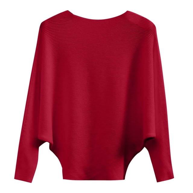 EGNMCR Chandails pour Femmes Mode Manches Longues Col Rond Chandail Ample Hauts Blouse Chandail Tricoté, Cadeaux pour Femmes