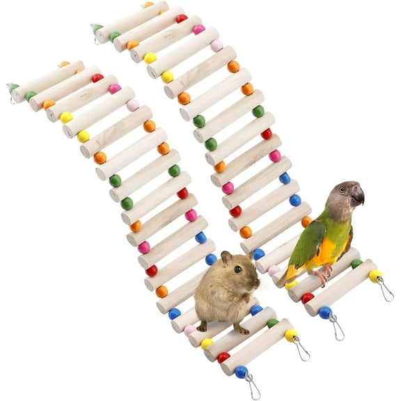 Pet Birds Climbing Ladder Toys Colorful Parrots Suspension Bridge Nature Wood Long Climbing Ladder