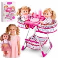 thumbnail image 2 of Chuvikid Twin Baby Doll Toy Set,2 Dolls & Doll Accessories,Double Seat Highchair,Kids Girls Party Gift Aged 3-12, 2 of 9