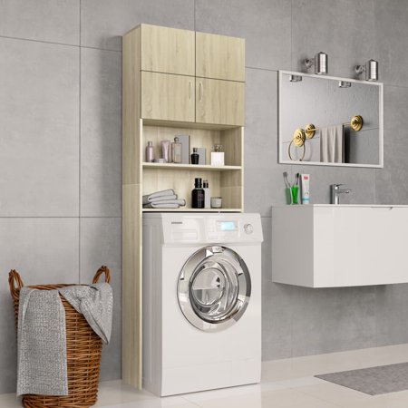 Walmeck Washing Machine Cabinet Sonoma Oak 25.2 x10 x74.8  Engineered Wood