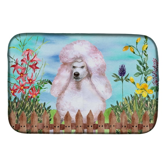 White Standard Poodle Spring Dish Drying Mat