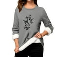 thumbnail image 3 of Craaazy Tops For Women Round Neck Long Sleeve Sweaters Lamb Wool Warm Shirts Gifts For Women, 3 of 3