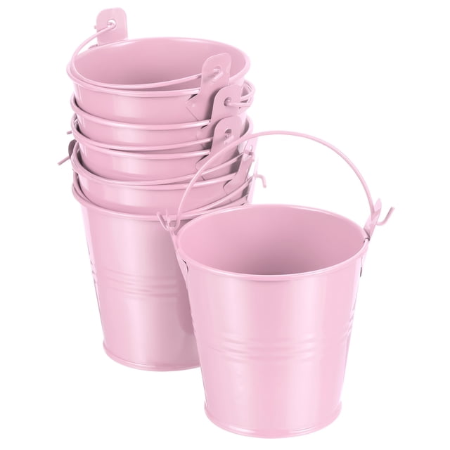 Cubos Metálicos Pequeños Uxcell Coloridos para Suculentas Cesta Decorativa para Fiestas Rosa 6 Paquete