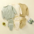 thumbnail image 7 of Esaierr 2PCS Newborn Baby Boys Girls Knitted Sweater Outfits Solid Color Crewneck Cardigan Tops with Pants 2-Piece Set Spring Fall Unisex Set 0-24 M, 7 of 7