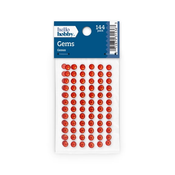 Hello Hobby Accessories Adhesive Gems Red, 144 piece