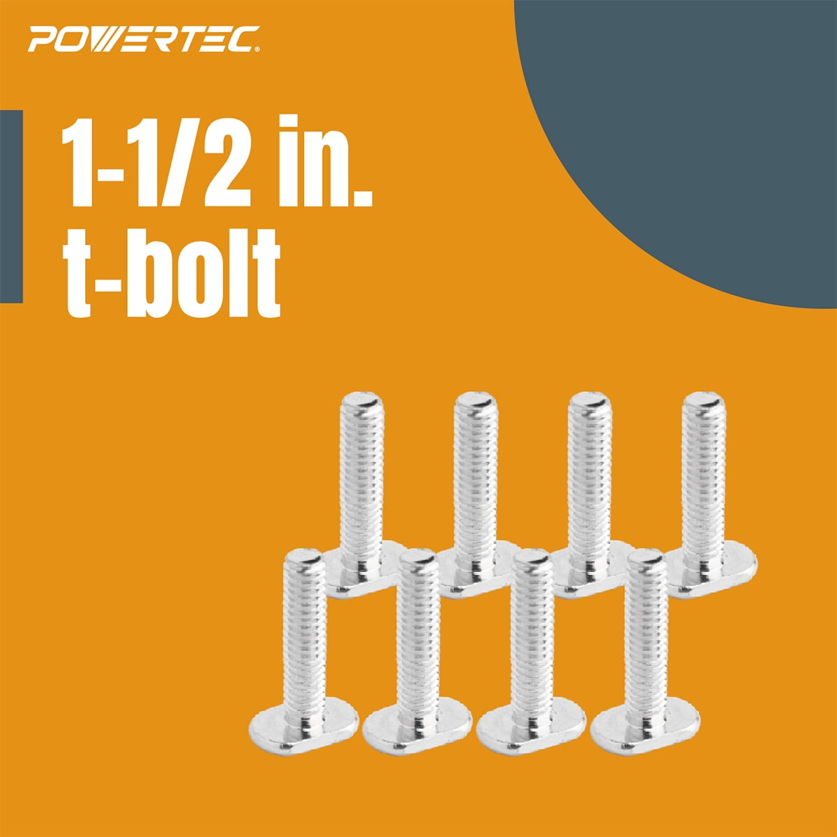 POWERTEC 71890 24" Double-Cut Profile T-Track and 10PK T-Track Knob Kit w/ 7-Star 1/4 Threaded Knob, Bolts and Washers, For Woodworking Jigs