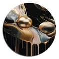 thumbnail image 3 of Designart "Marble Mirage Gold and Black V" Abstract Marble Metal Round Wall Decor, 3 of 5
