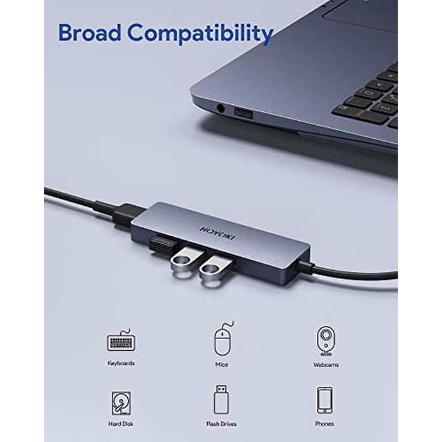 HOYOKI Hub USB 3.0, concentrador USB de 4 puertos, concentrador de dat