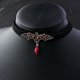 thumbnail image 5 of Collar de cuero negro con colgante de cristal y cadena de murciélago malvado, joyería de bruja pagana, regalo para mujeres y niñas (rojo), 5 of 5