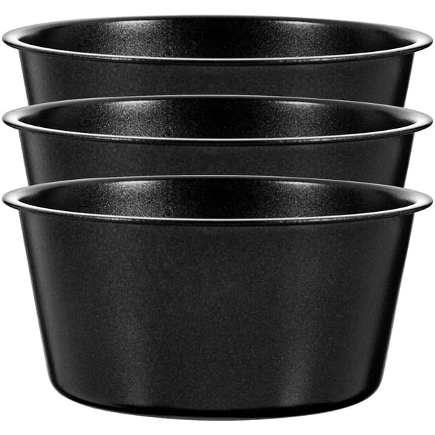 Moldes redondos de acero al carbono para pudín, magdalenas, pasteles y moldes para hornear de cocina, 3 unidades