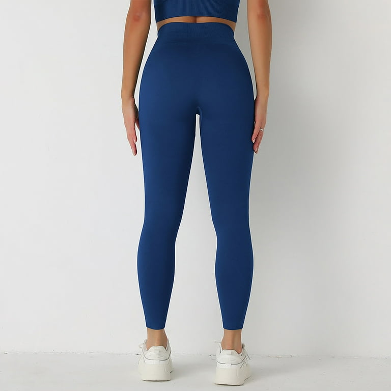RQYYD On Clearance Workout Sets for Women High Waist Seamless Cute Yoga  Leggings Workout Sets Long Sleeve Crewneck Knit 2 Piece Gym Clothes Blue L  