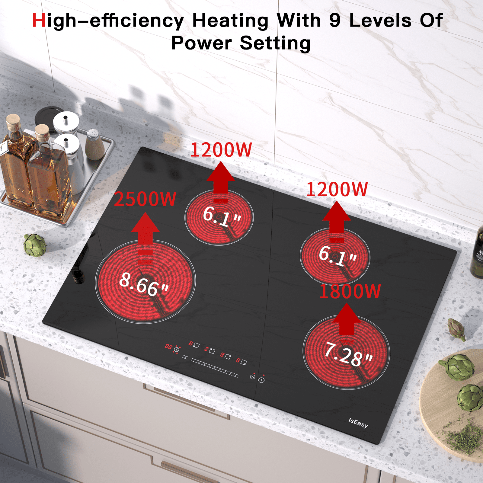 IsEasy 30” Electric Cooktop in Black with 4 Burners