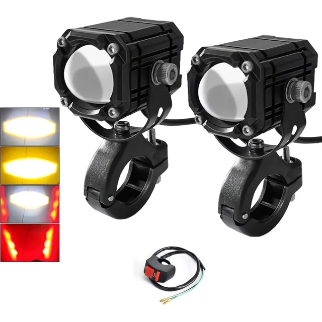 Faros De Lupa Para Moto Antiniebla 4 Modos 2pcs