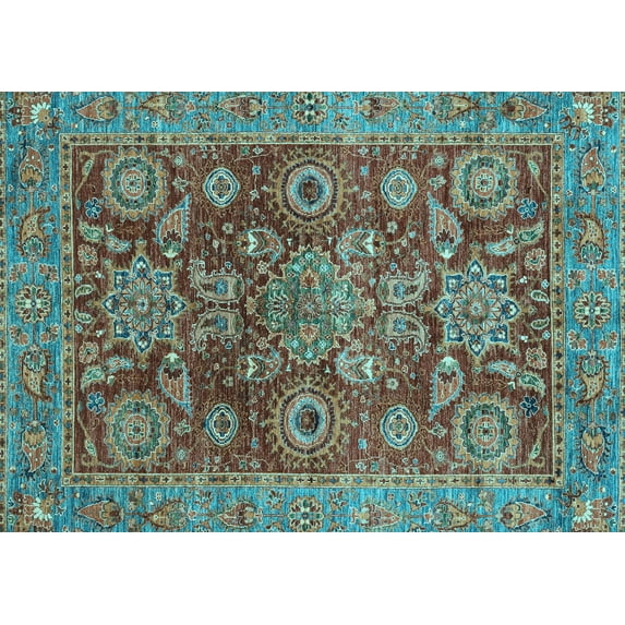 Ahgly Company Indoor Rectangle Abstract Light Blue Modern Area Rugs, 5' x 7'