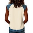 thumbnail image 7 of KDDYLITQ Womens 250th Anniversary Independence Day Tshirt Liberty Usa Flag Sleeveless Blouses 4th July Usa Star Stripes Summer Tops Red White and Blue Loose Crew Neck Tees Beige 3XL, 7 of 7