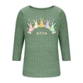 thumbnail image 5 of LangJing Happy Easter Day 3/4 Length Sleeve Womens Tops Summer Cute Bunny Rabbit Graphic Blouses Ribbed Knit Dressy Casual Tunic Shirts Green S, 5 of 7