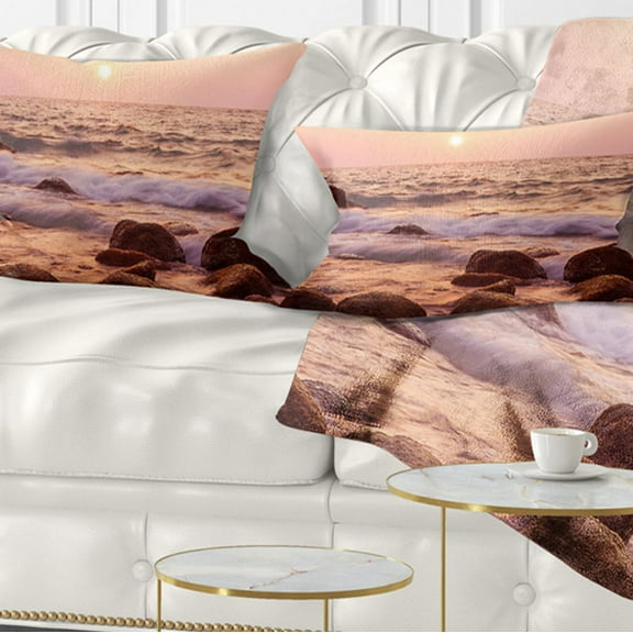 Designart 12" x 20" Red Polyester Throw Pillow