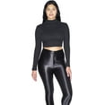 thumbnail image 2 of American Apparel Women Thick Rib Long Sleeve Crop Turtleneck, Black, Small, 2 of 3